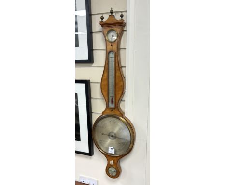 A George III banded satinwood wheel barometer marked James Gatty, Holborn, London, height 102cmVertical split at hygrometer s