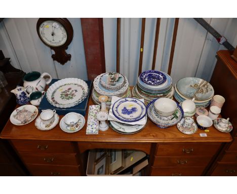 A large collection of decorative plates, including Doulton "Norfolk " pattern; a Royal Worcester flan dish, Denby "Greenwheat