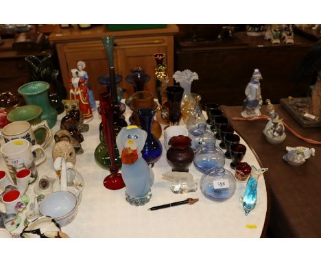 A collection of various coloured Art Glass ware 