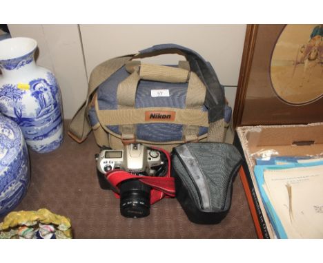 A Nikon camera and accessories 