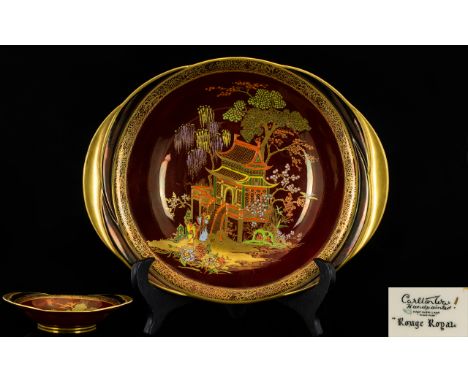 Carlton Ware - Hand Painted Rouge Royal Bowl ' New Mikado ' Design. No 2153, Date 1923 - 1936. 10 Inches - 25 cm Diameter. As