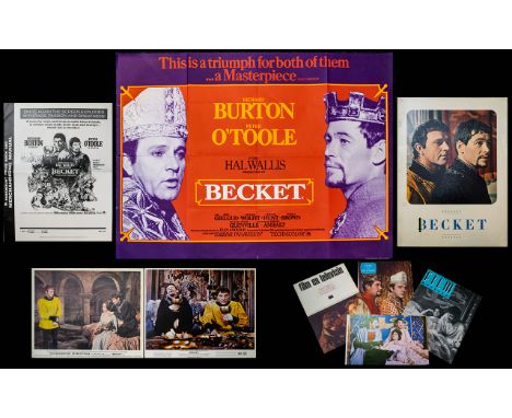 Cinema Interest - Peter O'Toole Original 1964 Large Sheet  (Quad) Poster For The Film 'Becket', Along With Several Original P