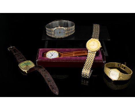 A Collection Of Vintage Dress Watches Five In Total To Include Ladies 1970's Gold Tone Sekonda Cocktail Watch, Timex Square C