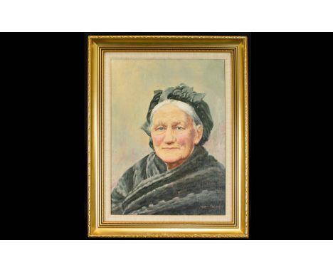 Valerie Chiltern original oil on canvas painting.  Portrait of Beatrix Potter signed by artist bottom right, housed in contem