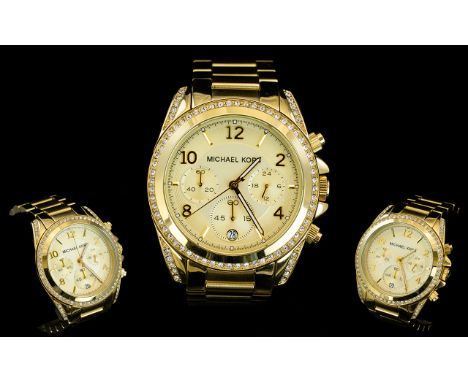 Michael Kors Ladies / Gents Blair Chronograph Wrist Watch. MK5166. The Watch as a PVD Gold Plated Case and Bracelet, The Case