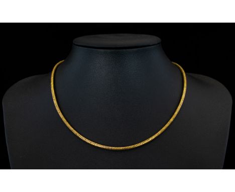 9ct Gold Snake Chain From the 1950's/1960's/maybe earlier, 15 Inches In length. 13 grams, Not Marked but Tests Gold. Please S
