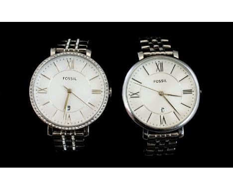 Fossil - Trendy Ladies Jacqueline Steel Watch. ES3545. Features Date Function, Dial Colour White, Japanese Quartz Movement, S