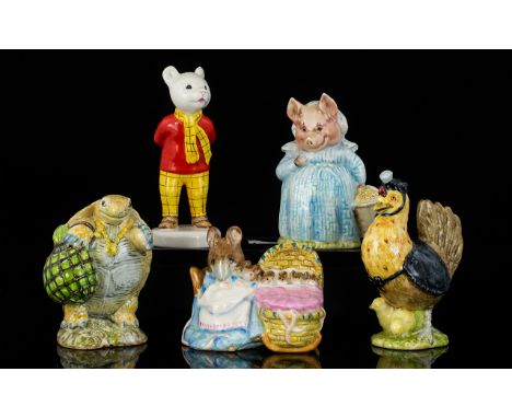 Beswick Beatrix Potter Hand Painted Figures ( 5 ) Five In Total. Comprises 1/ Mr. Alderman Ptolemy BP3A. 2/ Sally Henny Penny