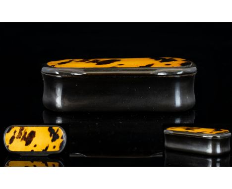 A Horn And Tortoise Shell Snuff Box Circa early 1800's of ovoid form, length, 2.8 inches. Good condition, please see accompan
