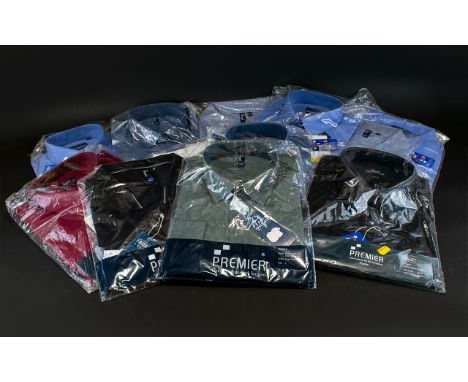 A Box Of Assorted Size Mens Short Sleeve, Collared Shirts - Blue Cotton Poplin Shirts. Brand New Condition, Varying Sizes. Sh