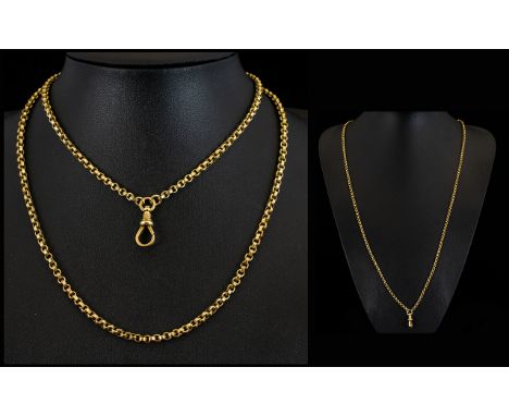 Antique Period Superior Quality 9ct Gold Belcher Chain From The 1890's, Marked 9ct Gold. 21.3 grams. 32 Inches - 80 cm In len
