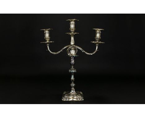 Edwardian Period Fine Quality Solid Silver 3 Branch Candelabra In a Classical Design of Solid Construction and Elegant Form. 