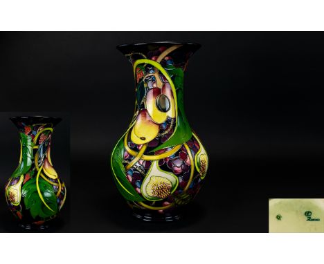 Moorcroft - Large and Impressive Modern Tube lined Baluster Shaped Vase ' Queens Choice ' Design. Designer Emma Bossons. Date