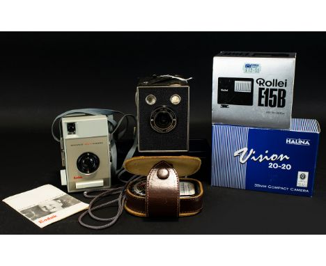 A Good Collection of Vintage Cameras and Accessories, To Include 1/ Kodak Brownie Vecta Camera with Strap, Excellent Conditio