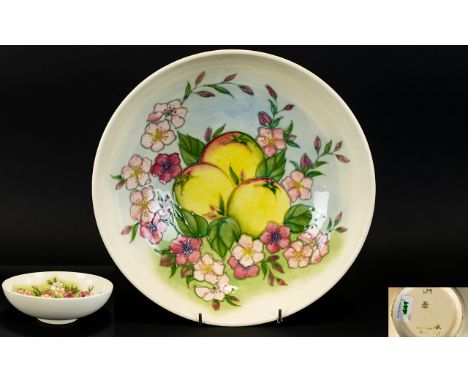 W. Moorcroft Ltd Edition Large Footed Bowl ' Apple Blossoms ' Design on Cream Ground. Issued In Ltd Edition of 500 Only, This