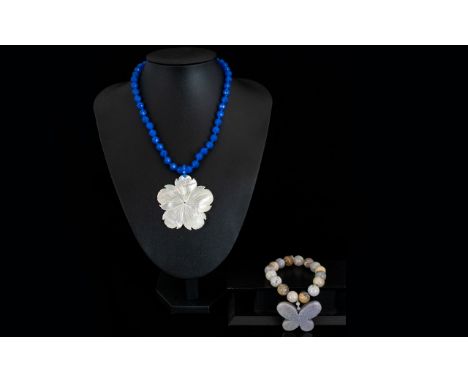 Lola Rose Beaded Statement Necklace And Butterfly Bracelet  Each in brand new unworn condition, the first a quartzite beaded 