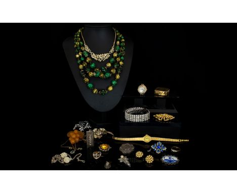 A Collection Of Vintage Silver And Costume Jewellery Along With A 9ct Gold Watch Case Circa 1937 Approx 24 items in total, a 