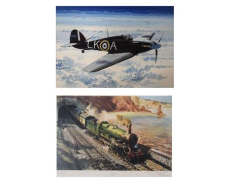 Terence Cuneo - Six signed limited edition prints, each depicting a steam engine and titled The Flying Scotsman, The Climb To