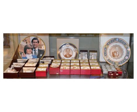 Large collection of Caverswall ceramics including Royal related items, miniature Christmas cups and saucers, boxes, bells etc