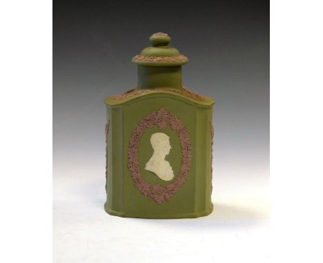 Wedgwood tri-colour jasper tea caddy commemorating the Investiture Of The Prince Of Wales 1969, possibly a trial piece   Cond