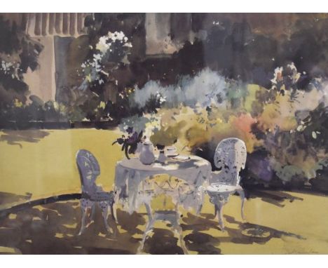 John Yardley - Signed limited edition coloured print - Garden View, signed in pencil and with Fine Art Trades Guild blind sta