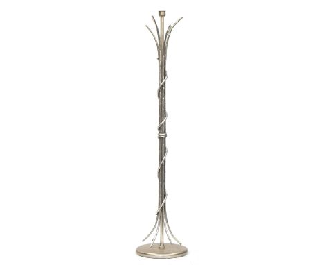 A worked metal contemporary standard lamp, 140cm high 
