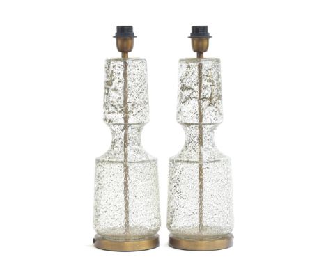 A pair of Heathfield &amp; Co. 'Antero' bubble glass table lamp, with shades, 52cm high to top of fitting, 73cm high to top o