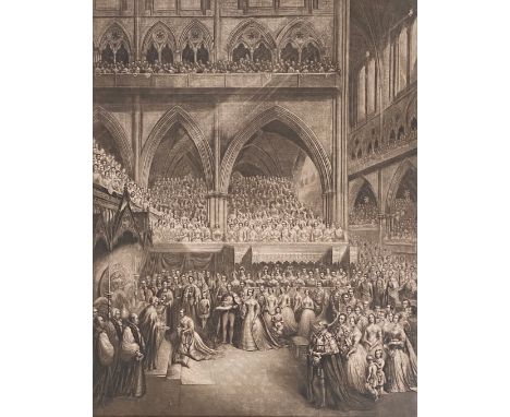 After George Baxter (1804-1867), 19th century lithograph, 'Queen Victoria Receiving the Sacrament at her Coronation', 55x43cm