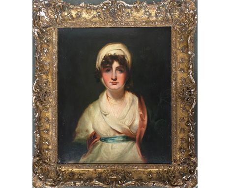 Follower of Sir Thomas Lawrence, portrait of Mrs Simmons, 19th century oil on canvas, 74x62cm