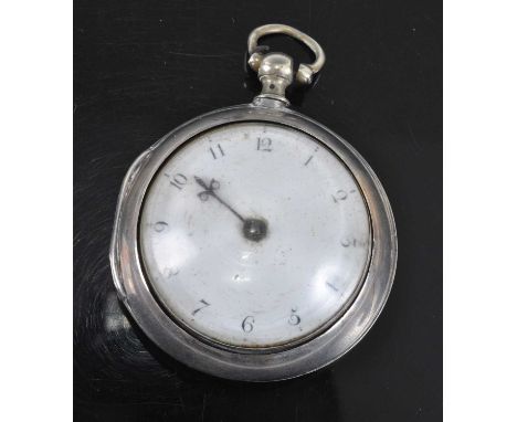 Robert Walker of London - a George III silver pair cased gent's open faced pocket watch, having convex glass, white enamel Ar