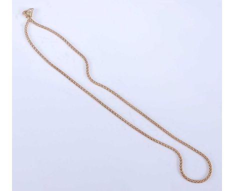 A 9ct yellow gold tubular meshlink chain, with lobster clasp, length 520mm, width 2.5mm, gross weight 6.2g, hallmarked 9ct, S