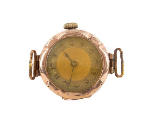 LADY'S NINE CARAT GOLD MANUAL WIND WRIST WATCH,the round bicolour dial with Arabic hour markers, dot outer seconds track, 25m