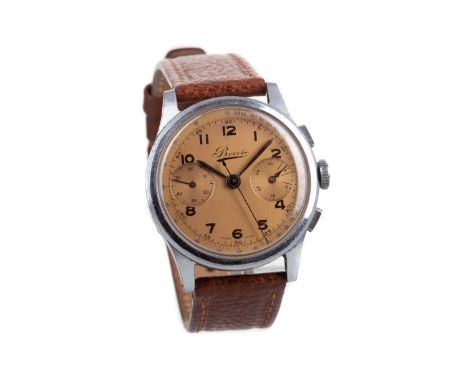 GENTLEMAN'S BOVET CHROME PLATED MANUAL WIND WRIST WATCH,the round copper coloured dial with Arabic hour markers, outer second