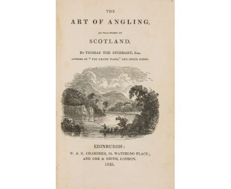 Stoddart (Thomas Tod) - The Art of Angling as Practised in Scotland,  first edition  ,   wood-engraved vignette title, bookpl