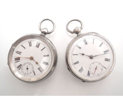 A Victorian silver open-faced pocket watch, Birmingham, 1883, the white enamelled dial with black Roman numerals, subsidiary 