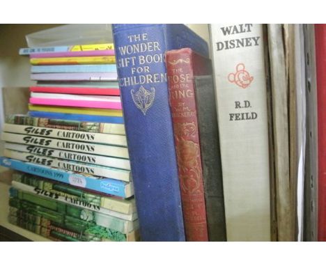 A collection of Giles Cartoon Annuals together with further volumes on The Art of Walt Disney by R D Field, The Rose Of The R