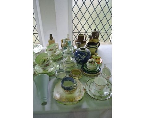 A collection of miscellaneous ceramics including a Royal Doulton Stoneware coffee pot with relief moulded hunting scene decor