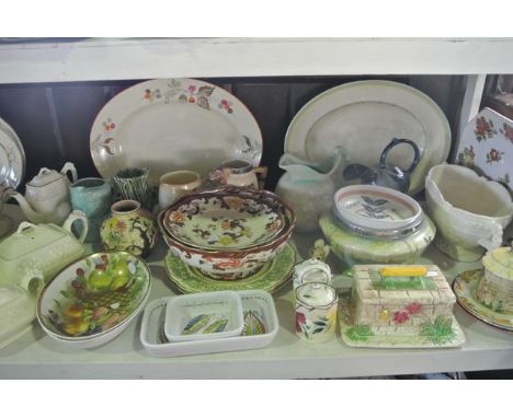 A quantity of mainly Art Deco ceramics including a Falcon ware Wishing Well pattern butter dish and cover, a Mason Brown Velv