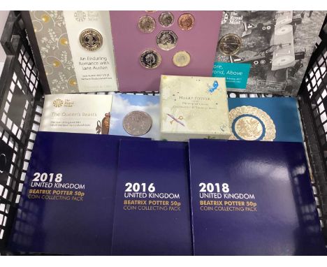 Collection Of Royal Mint And Change Checker Coins And Sets, including a 2017 definitive coin set, Beatrix Potter 50p coin set