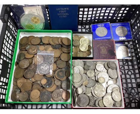 Large Collection Of Mainly GB Coins, including commemorative Crowns, Pennies, proof commemorative coins, Britain's first deci