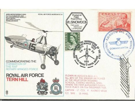 Lt Col Alonso Vega signed Very RARE RAF Tern Hill cover. SC18a 10 Jan 1971 BFPS 1160 RAF Tern Hill Commemorating the Formatio