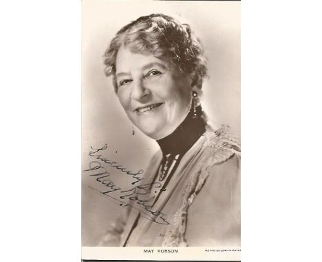 May Robson signed postcard size b/w photo.  Australian-born American-based actress, whose career spanned 58 years, starting i