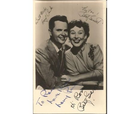 Larry Parks and Betty Garrett signed 6x4 vintage photo.  Dedicated. Good Condition. All signed items come with our certificat