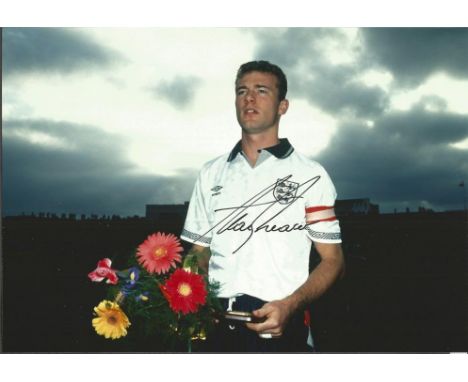 Football Alan Shearer 10x7 signed colour photo in England kit. Alan Shearer, born 13 August 1970) is an English retired footb