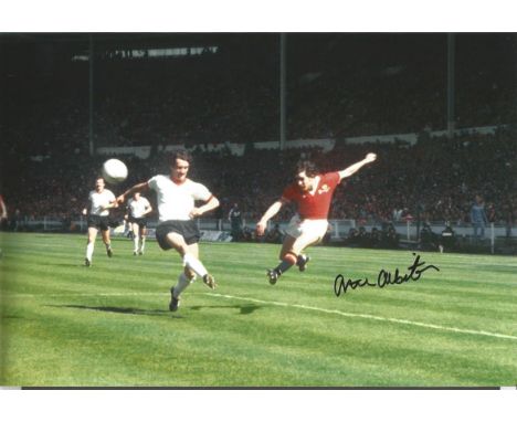 Football Arthur Albiston 12x8 signed colour photo playing in the 1977 FA cup final for Manchester Utd against Liverpool. Arth