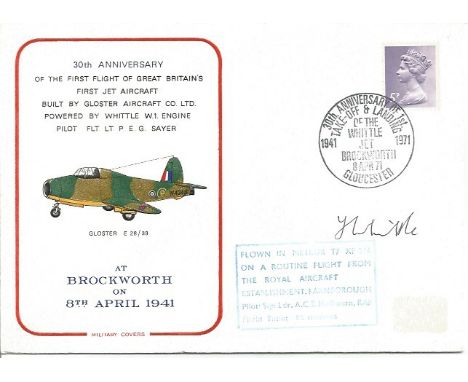 Sir Frank Whittle Jet engine designer signed 1971 RAF Brockworth cover flown by Meteor. Good Condition. All signed items come
