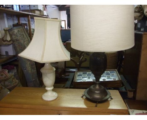 Brass Table Lamp &amp; Alibastor Table Lamp ( wiring cut off )