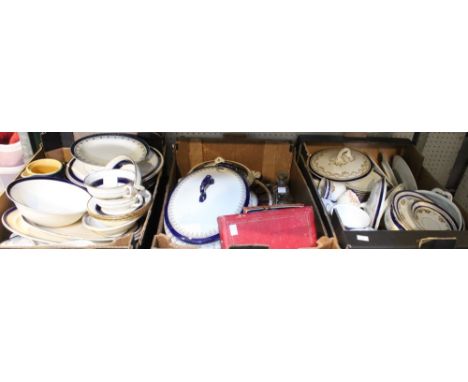 Three tray boxes containing a wide selection of ceramic dinner wares various