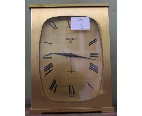 A Swiza 8 brass cased mantel clock