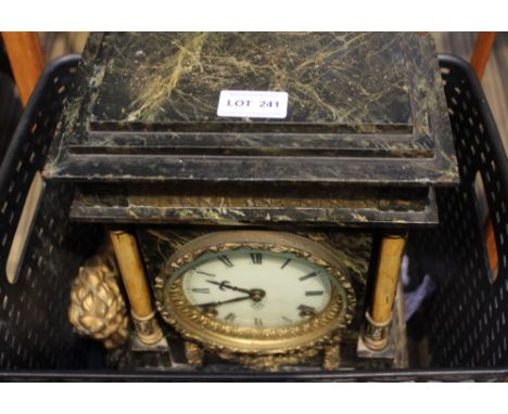 A tin 'slate' mantel clock